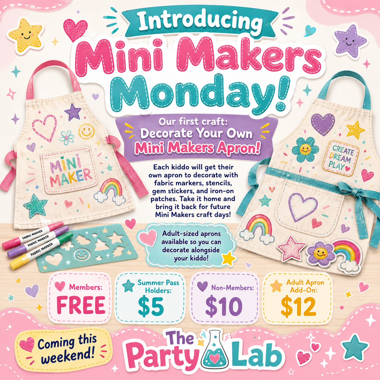 Introducing Mini Makers Monday — Decorate Your Own Mini Makers Apron at The Party Lab, Crestview FL